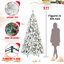 Arbre de Noël floqué avec pointes - PVC enneigé et branches à aiguilles dures, structure à charnières pour une installation facile, support en métal stable - arbre de Noël réaliste à corps entier-1160849948