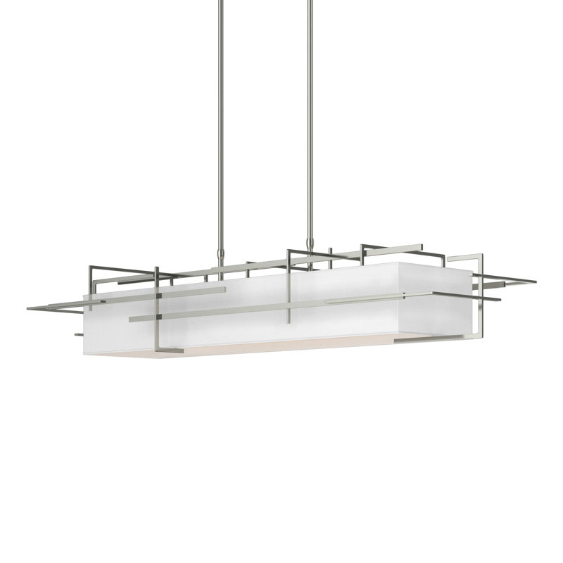 Luminaire suspendu à 4 lumières pour îlot de cuisine, Anna ton naturel, Argenté