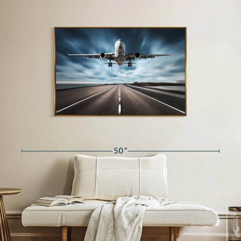 Avion de piste, Cadre flottant doré, 40 po x 27 po