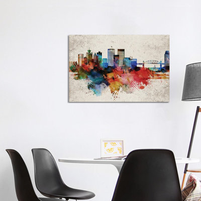Vancouver Abstract Skyline 1 Piece Wrapped Canvas Wall Art