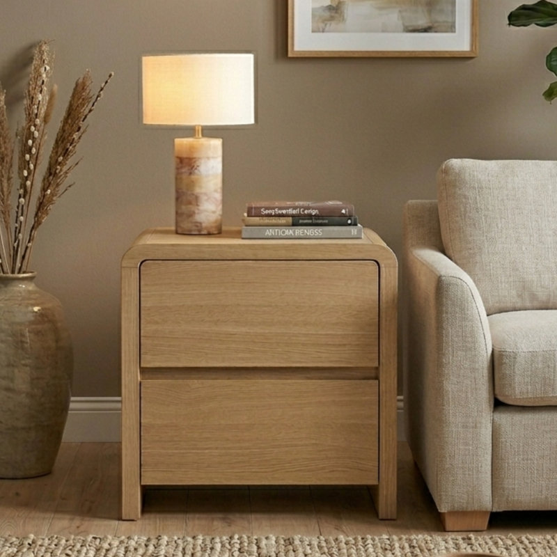 Ginan 2 Drawer Nightstand, Bedside Table with Storage Drawers, Night Stand for Bedroom, End Table or Side Table for Living Room, 15.6" D x 18.9" W x 21.7" H