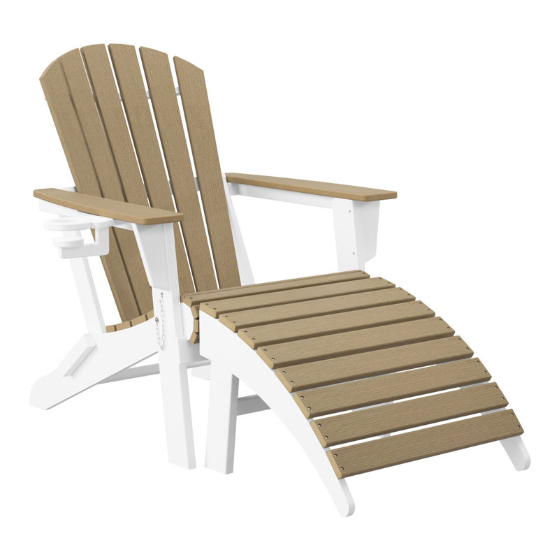 Chaise Adirondack pliante avec repose-pieds, blanc