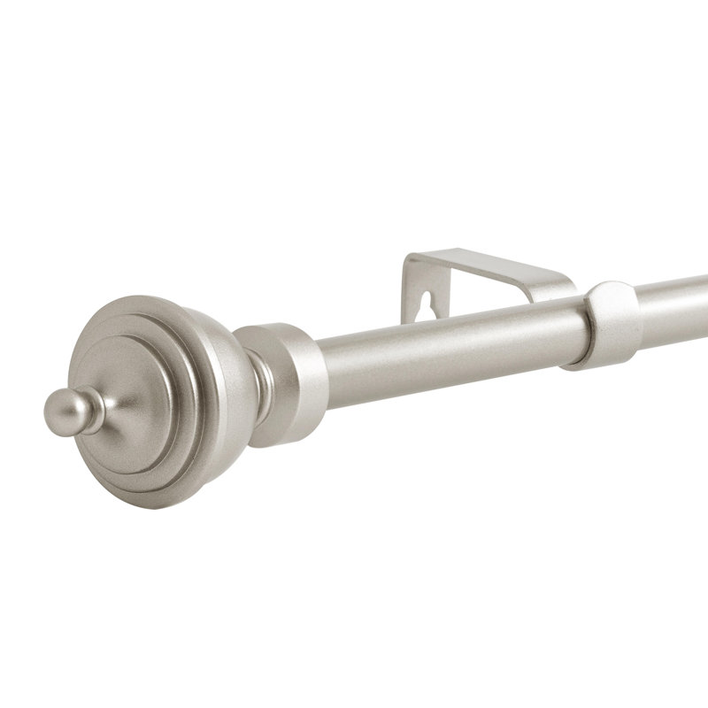 Tringle à rideau simple 5/8 po avec fleurons royaux, Étain, 84" –  120"