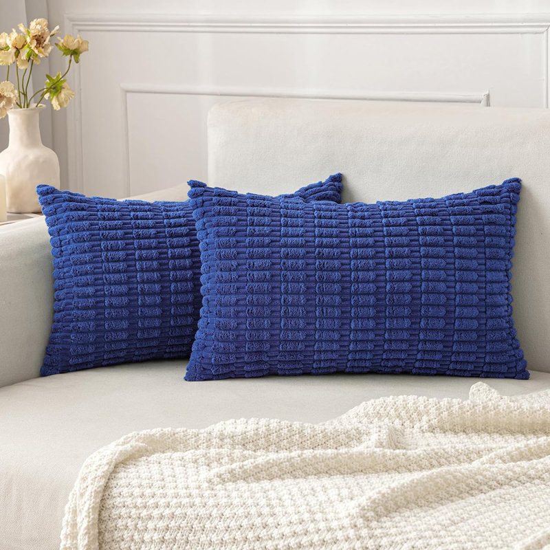 Treshawn Striped Polyester Pillow Cover, Blue