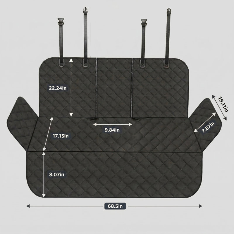 Housse de siège à l'arrière pour canins avec fabrication épaissie améliorée, barrière de banc imperméable et résistante à l'abrasion avec coussin antidérapant, dimension universelle compatible avec les automobiles, de couleur noire.