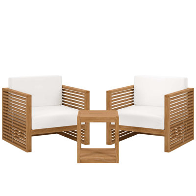 Ensemble de patio d'extérieur en bois de teck 3 pièces 