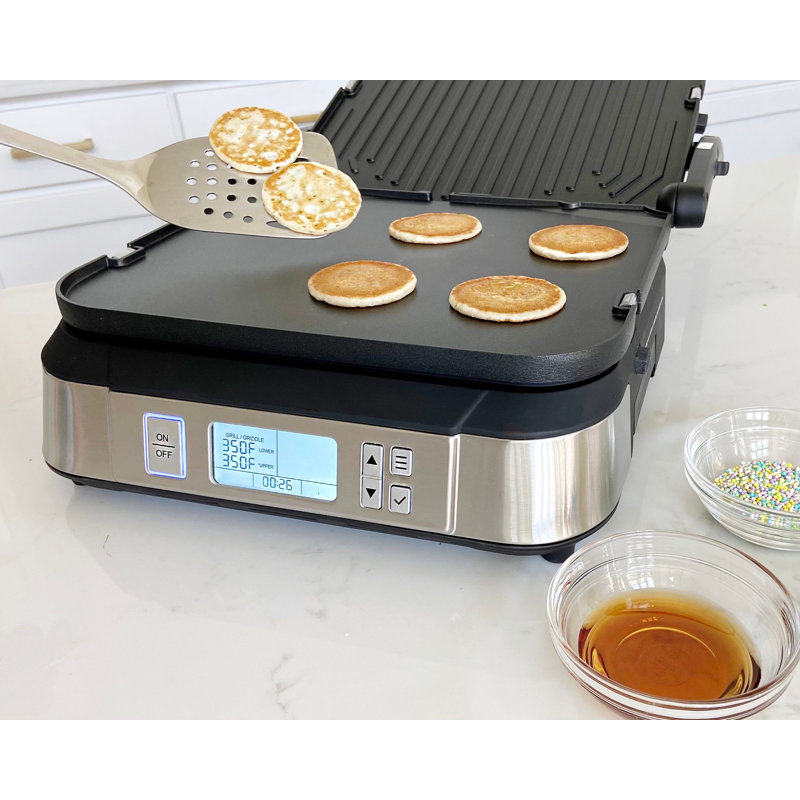 Barbecue électrique et plaque chauffante antiadhésive avec couvercle en métal Cuisinart