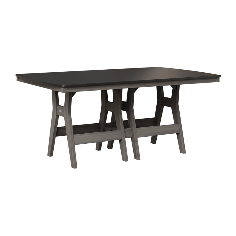 Table rectangulaire à hauteur de comptoir 72 po Berlin Gardens Harbor, Noir martelé, Gris côtier