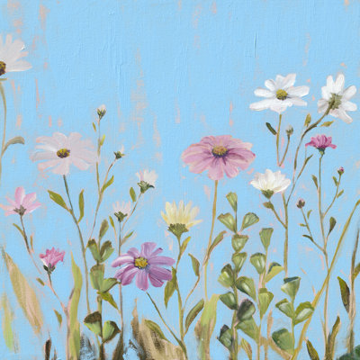 Wild Flowers On Cerulean I by Sandra Iafrate - Wrapped Canvas Painting
