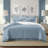 Shay Solid Cornflower Blue Cotton Comforter Set  8 Piece-109897567