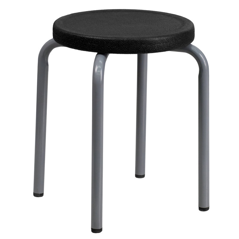 Stackable Stool with Powder Coated Frame, Black