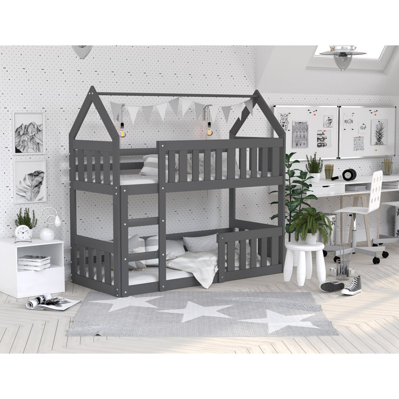 Clough 80 x 190cm Standard Bunk Bed, Grey