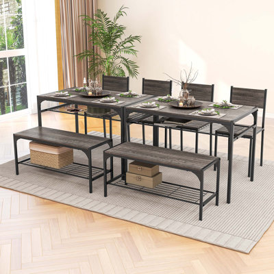 17 Stories 4 Pcs Dinette Set For Small Place Breakfast Nook Modern Dining Table With 2 Chairs