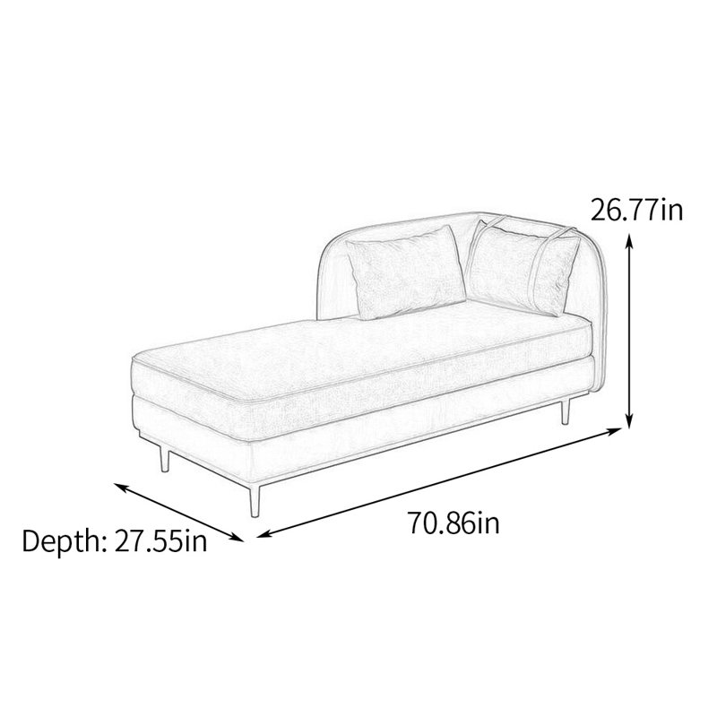 Chaise longue rembourrée Bellaude, Gris / brun, Chaise longue à accoudoir gauche