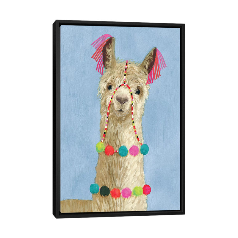 «Adorned Llama III», impression, H 26 po x l 18 po x 1,5 po, Toile avec cadre noir