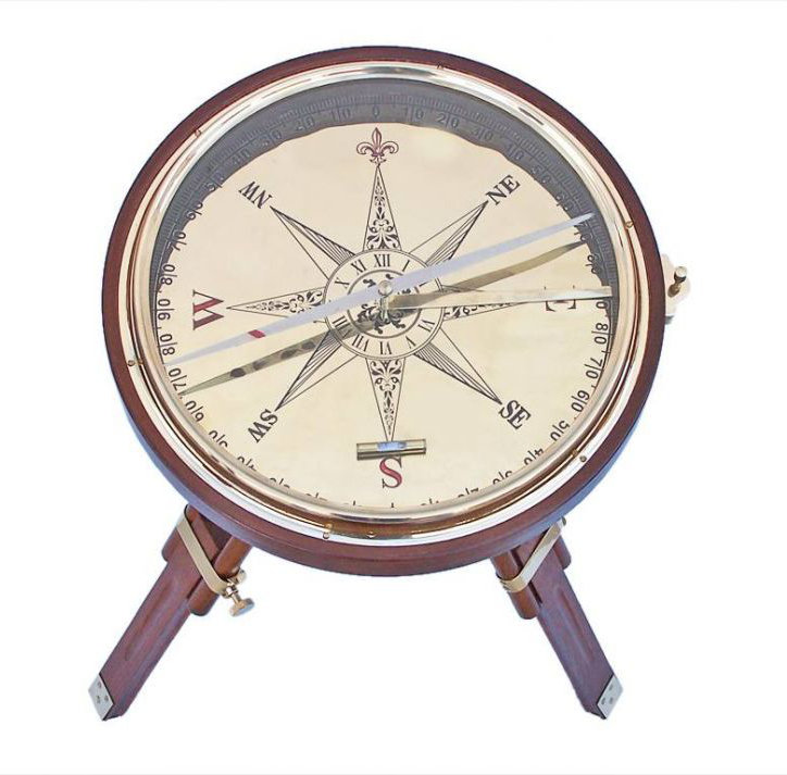 Table de bout Yasmine Compass, Laiton couleur bois