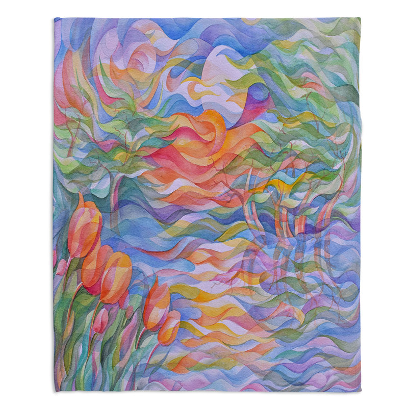 Couverture sherpa doux tulipes, l 51 po x L 60 po
