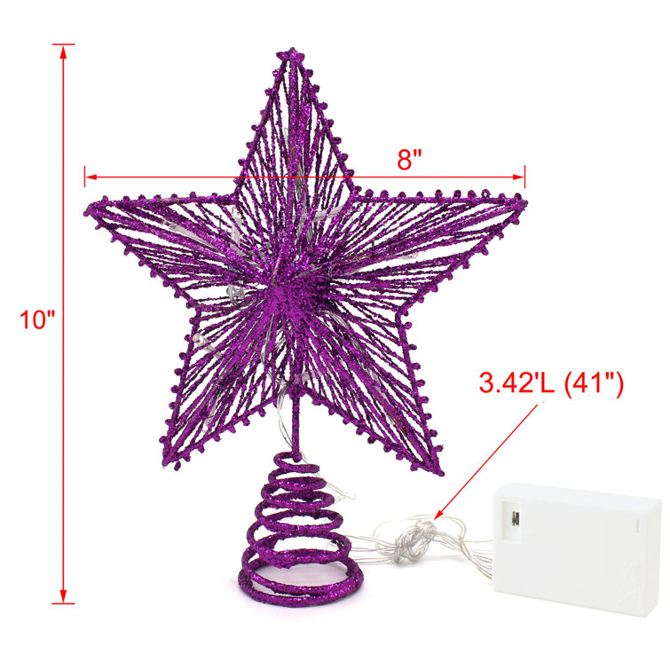 The Holiday Aisle® Glittered 3D Tree Top Star with Warm White LED ...