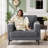 37.8W'' Oversized Upholstered Linen Accent Chair For Living Room & Bedroom – Modern Comfy Armchair With Metal Legs(Set Of 2)-1620387955