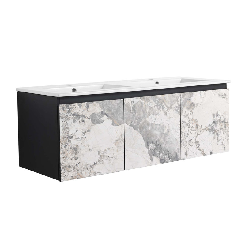 Meuble-lavabo flottant mural et porte d'armoire à fermeture en douceur