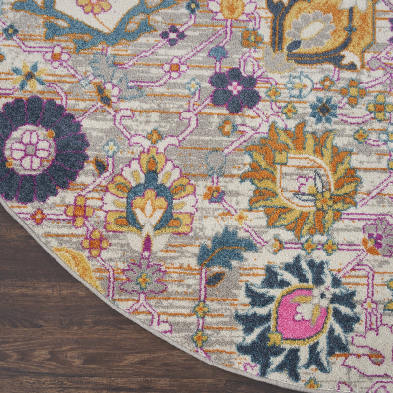 Justien Floral Indoor Rug, Round 8'