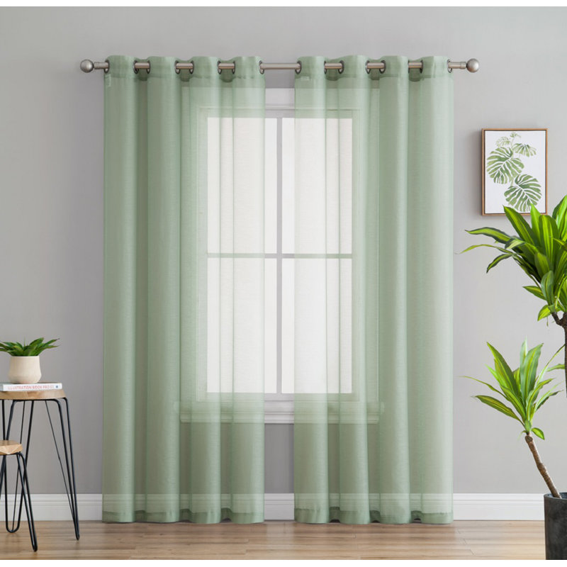 Carmille Semi-Sheer Grommet Curtain Panels, 54" W x 84" L, Sage Green