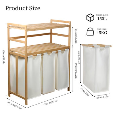 Bamboo Laundry Basket and Storage Rack