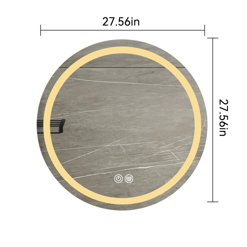 Miroir imperméable avec ceintures à DEL - brouillard, longue durée de vie 27,13 po Profondeur du brouillard, qualité de la salle de bain, transparent