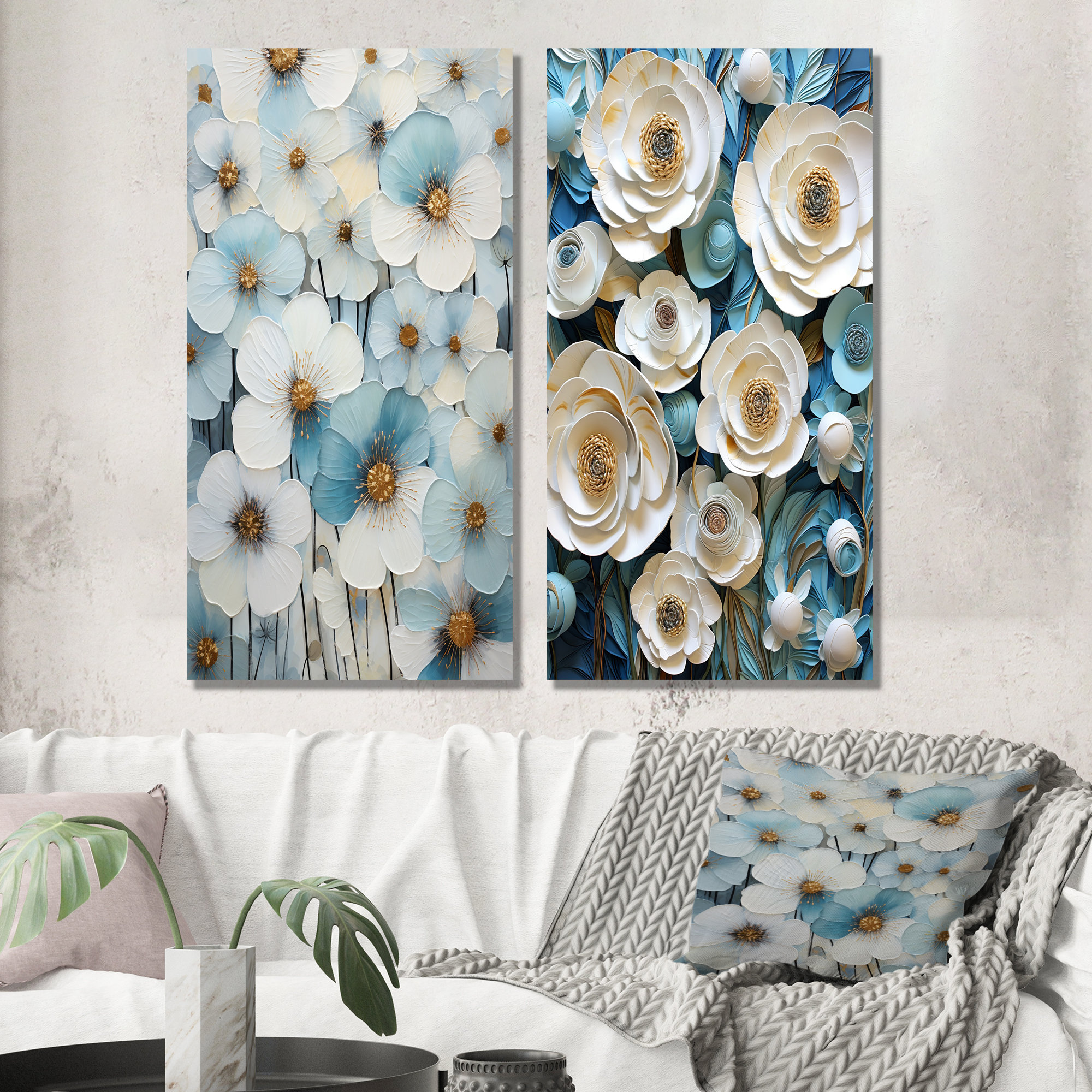 Ivy Bronx Blue And White Minimalism Pansies Garden Zen Pansies Metal