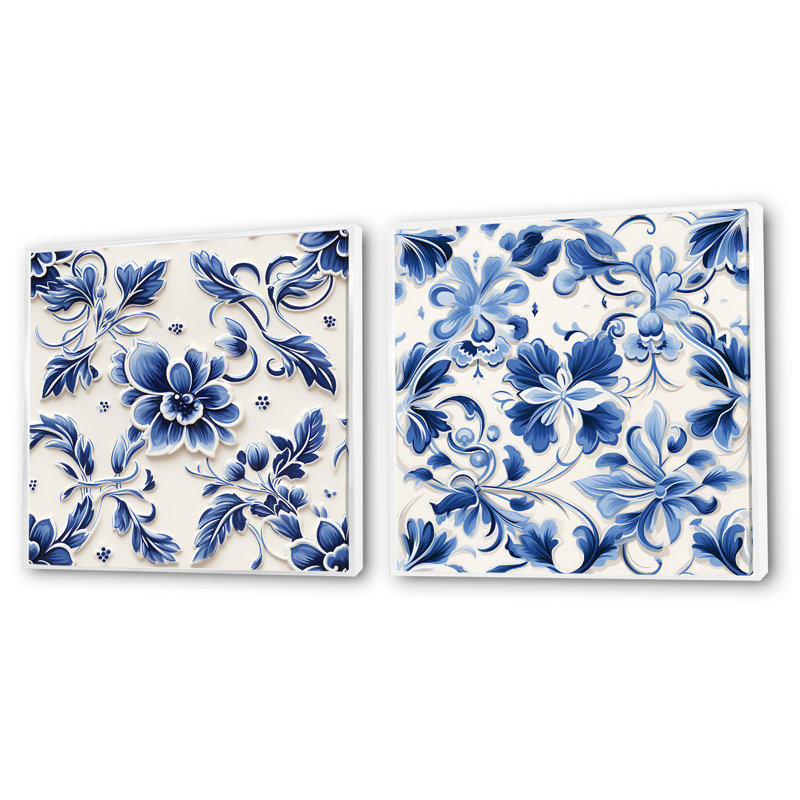 Ensemble victorien victorien de cobalt II, Cadre flottant blanc, H 36 po x l 73 po