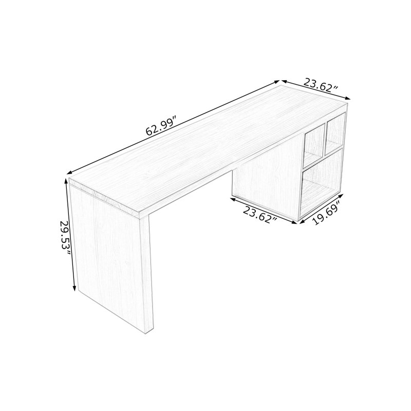 Bureau rectangulaire en bois massif Burlywood, H 29,53 po x l 62,99 po x P 23,62 po