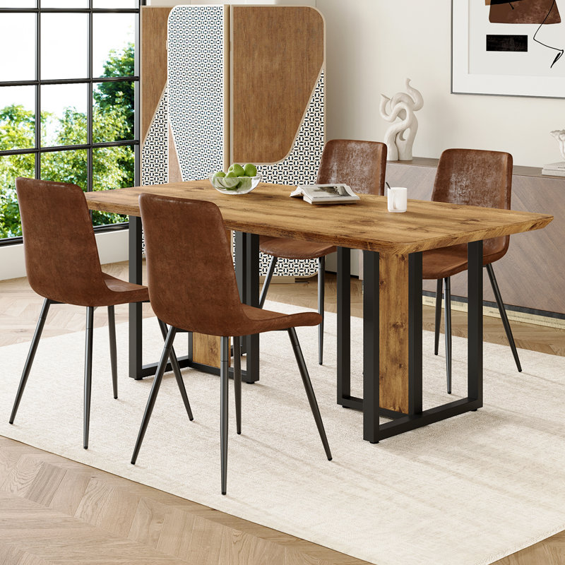 Ensemble de salle à manger 5 pièces, table rectangulaire L 67 po x l 36 po avec 4 chaises en suède