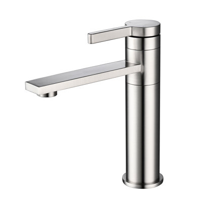 Brushed Nickel Basin Faucet - Single Handle, Spot-, Stainless Steel, Unique User Experience Sink Vanity Bathroom In Reduced Maintenance, Fashionable Touch