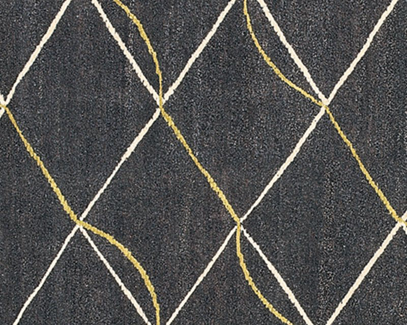 Archloop Geometric Area Rug in Gray/White/Yellow, Rectangle 9' x 12'