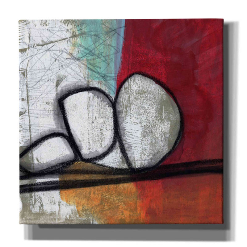 «Red Abstract» par Linda Woods, art mural sur toile, H 18 po x l 18 po