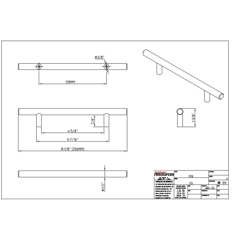 Naples 5 1/16" Center to Center Bar Pull, Satin Nickel