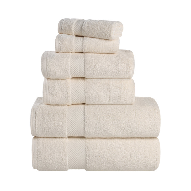 Hamachi Zero Twist Ultra Soft 6 Piece 100% Cotton Towel Set, Ivory