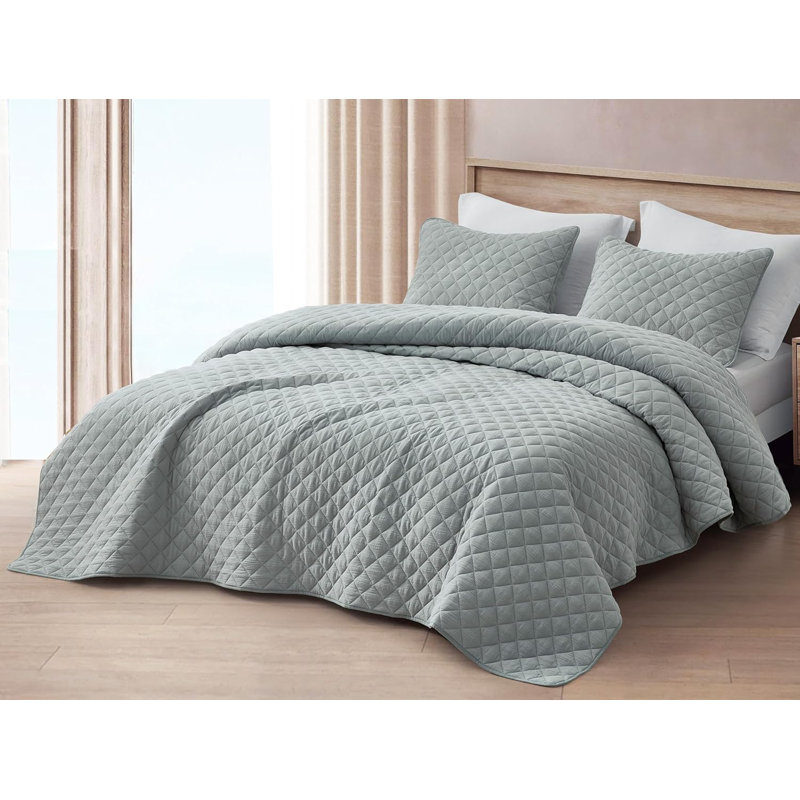 Breeze Cotton Gauze Quilt Set, Oversized King Quilt + 2 King Shams, Blue