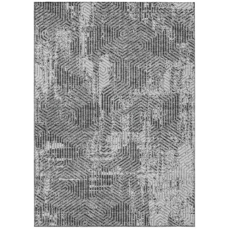 Tapis intérieur / extérieur gris et gris anthracite lavable 8 pi x 10 pi