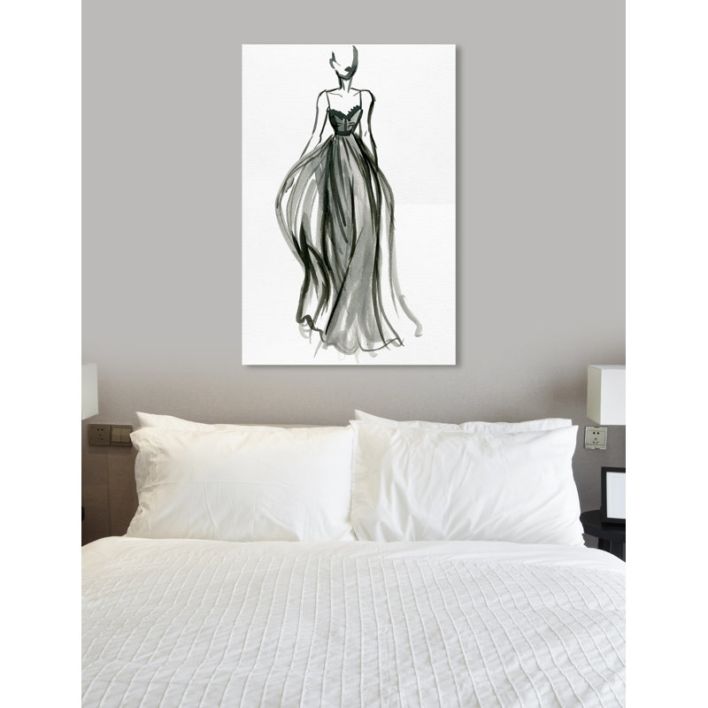« élégant », reproduction d’encre vii, H 15 po x l 10 po x P 1,5 po, Toile tendue