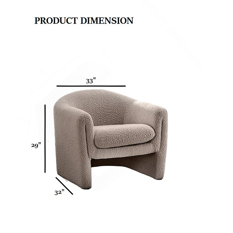 Chaise d'appoint de style contemporain avec une taille compacte et une conception en forme de U, tissu Boucle pour une expérience de salon moderne et confortable