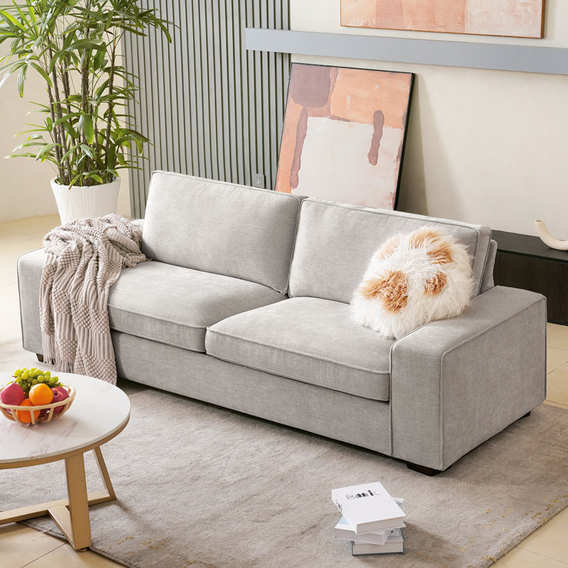 Pinederosa 88.58'' Chenille Square Arm Sofa, Light Gray