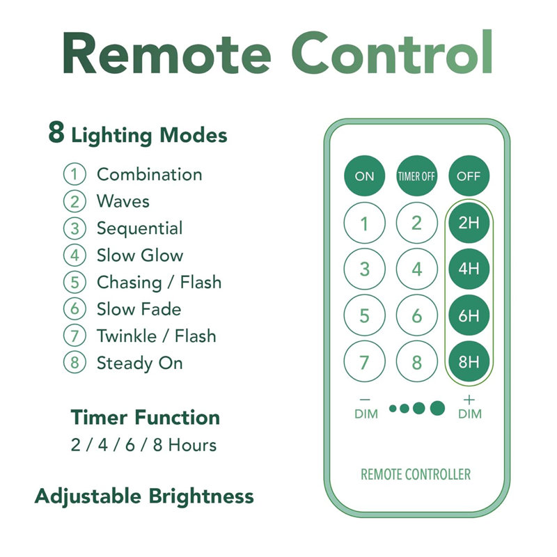 304 LED Curtain Plug in String Lights, 8 Modes with Remote Contro, Cool White