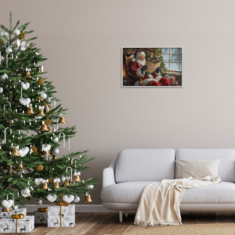 «Cheerful Santa», estampe numérique encadrée par Imagine It Images, Estampe numérique Farmhouse, H 16 po x l 24 po
