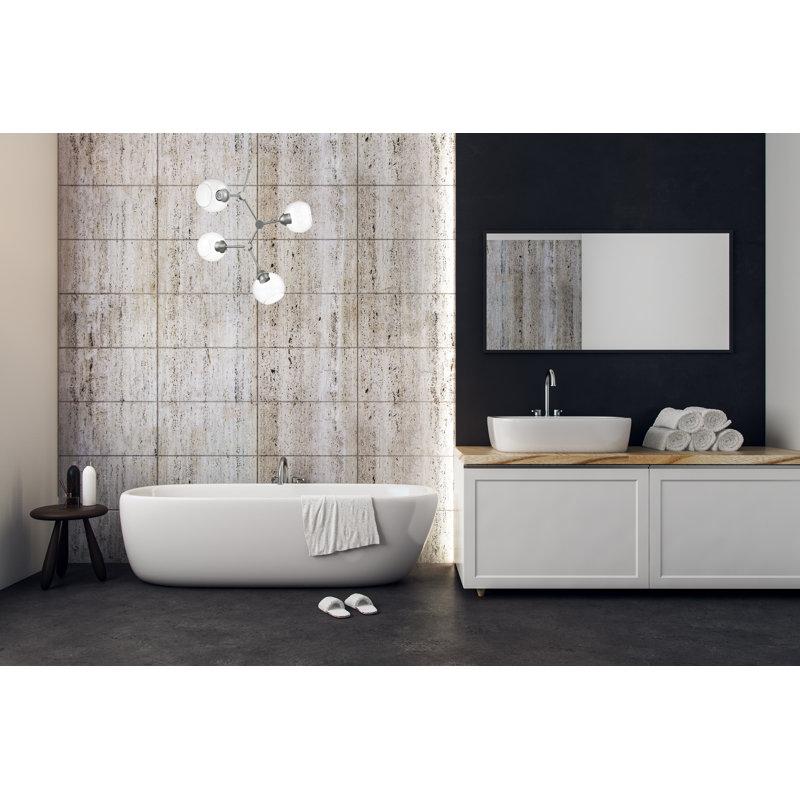 Lustre linéaire spoutnik moderne 4 lumières Fuiloro, Nickel satiné