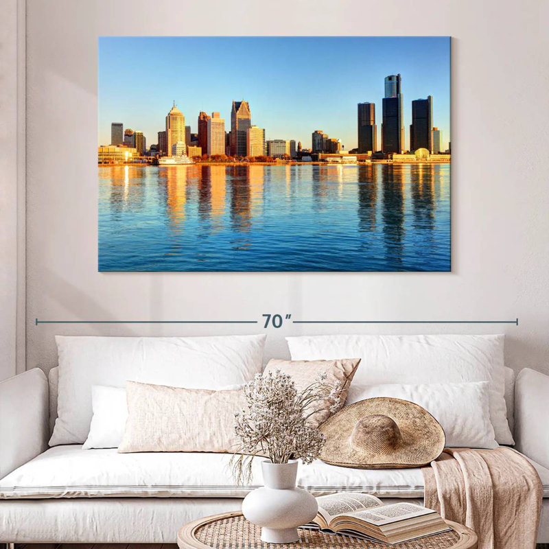 Ravi Detroit Waterfront Skyline, 34" H x 51" W