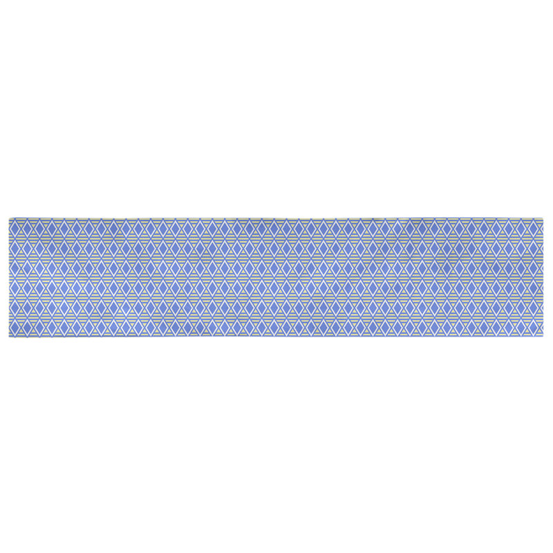 Chemin de table à carreaux géométriques Avicia, 73,5 po x 17,5 po, Bleu / Jaune, Coton