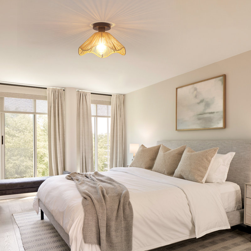 1- Light Rattan Flush Mount