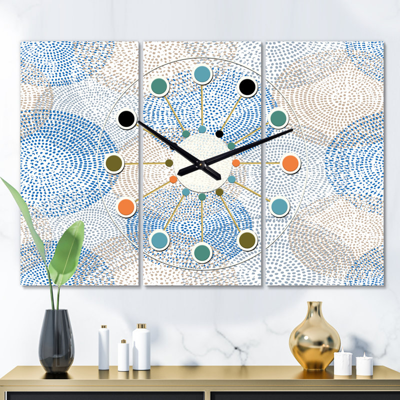 Très grande horloge murale rétro abstraite i Mid-Century