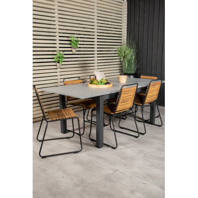 Jayesh 6 - Person Acacia Extendable Rectangular Patio Dining Set
